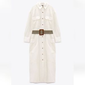 Zara Linen Blend Belted Shirtdress
